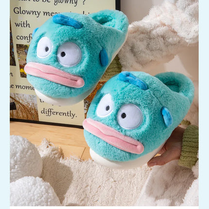 Hangyodon Anime Cartoon Peripheral Cotton Slipper Winter Home Cute Thick Bottom Warm Plush Cotton Outdoor Cute Couple Shoes Gift