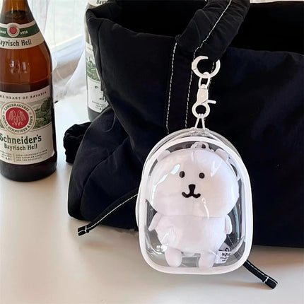 Portable Transparent PVC Mystery Box Keychain Square Zipper Storage Pouch Bag Pendant Anti Dust Waterproof Plush Dolls Toy Bag