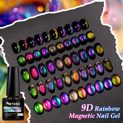7ml 9D Rainbow Magnetic Gel Nail Polish Aurora Effect Nails Semi Permanent Soak Off UV LED Gel Varnish Nail Art Nail Supplies