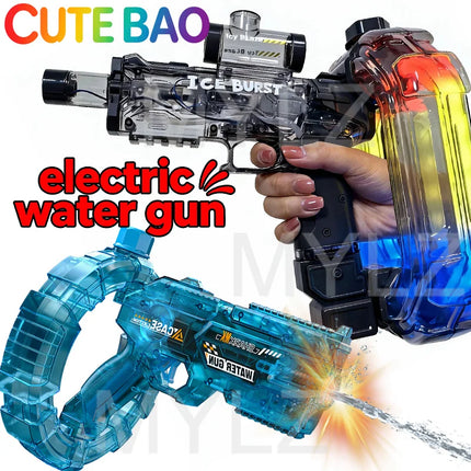 Ring-shaped Electric Water Gun Kids Cool Toy Automatic Water Squirt Gun with Colorful Lights and Sound Summer Outdoor Toy Gift