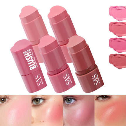 USHAS 3-in-1 Color Contouring Blush Stick Blush Contouring Natural Makeup Waterproof Long-lasting Lipstick