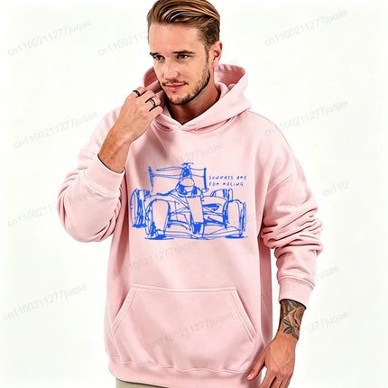 Sunday Racing Car Printed Men's Hoodies Long Sleeve Fleece Sweatshirts Hip Hop Casual Streetwear Tops Automotive Enthusiast Gift