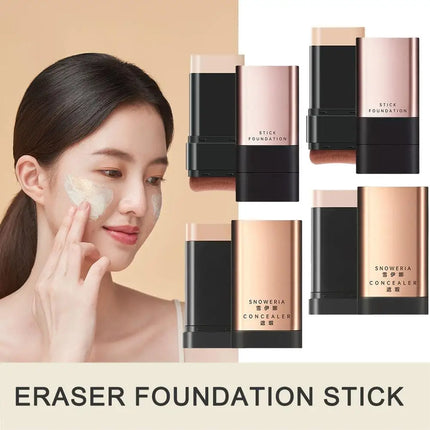 Foundation Stick High Coverage Concealer Stick With Big Brush 2 In 1 Moisturizing Face Waterproof BB Cream Korean Makeup Base