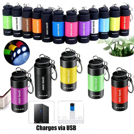 USB Rechargeable LED Multifunctional Strong light Pocket Keychain Flashlight Waterproof Outdoor Hiking Camping Mini Flashlight