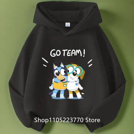 2025 Toddler Bluey Hoodie Rib Cuffs Winter Cartoon Anime Print Cozy Sweatshirt Boys Girls