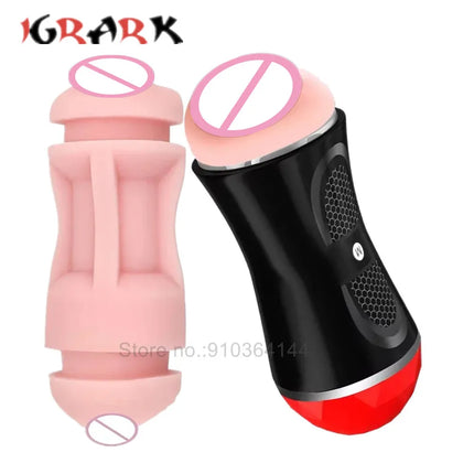 Realistic Blowjob Vagina Pocket Pussy Deep Throat Double Head Masturbator Cup Male Sex Machine Sex Toys For Men 18+ Adult Games