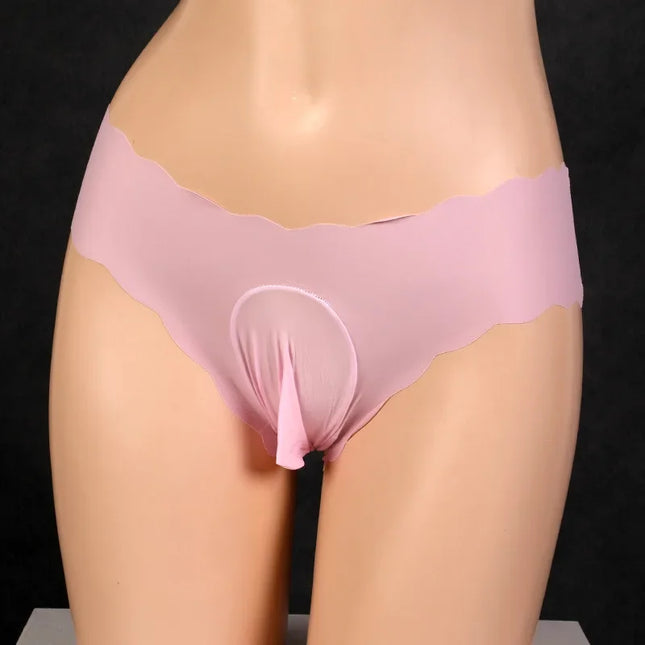 Men's Ice Silk Underwear Mens Sissy Pouch Panties Low Waist See-Through Underpants Gays Imitates Lingerie Sheer Briefs