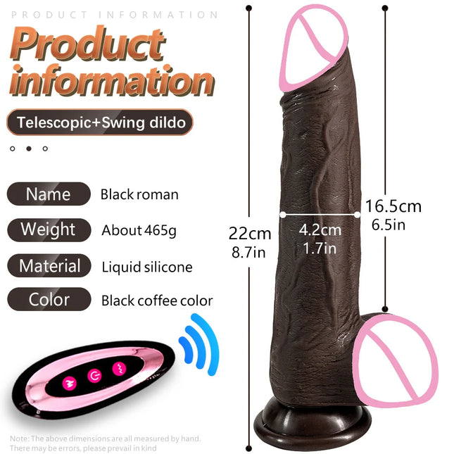 Big Black Silicone Dildo Vibrator Heating Thrusting Swing Realistic Telescopic Penis Sex Toy for Women 18+