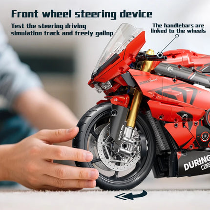KAVOWORLD 1:5 Red Sport Motorcycle Building Blocks Set 2024pcs Technic Racing Super Motorbike Model Kids DIY Toys Gifts For Boys