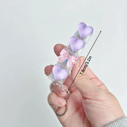 Heart Keyboard Fidget Keychain Stress Releasing Decompression Keychain Press The Keyboard Button Bags Hanging Charm Pendant Gift