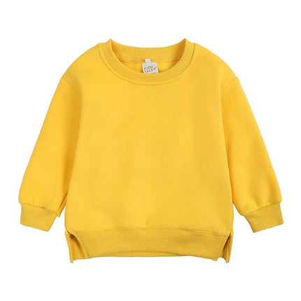 2024 New Autumn Girls Hoodies 9M-6T Kids Solid Colored Plush Pullover Children Boys Tops 9 Colors