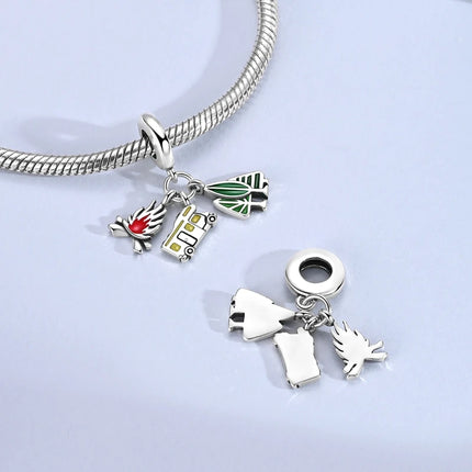 Original 925 Sterling Silver Charms Beads Crown Football Trophy Carp Cat Charms Fit Bracelet Bangle Necklace Woman Jewelry Gift