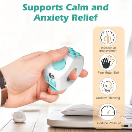 6 Sided Cube Fidget Roller Sensory Toy Multifunctional Finger Spinning Ring Cube Toy Relieve Stress for ADD ADHD Improve Focus