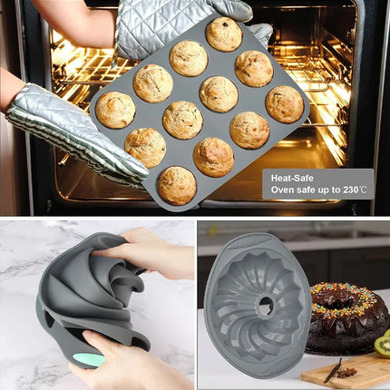 Silicone Bread Muffin Mold Heat Resistant Oven Pan Non-Stick Kitchen Bakeware Cake Pan Set 3D Cake Mold Pastry Baking Loaf Tool