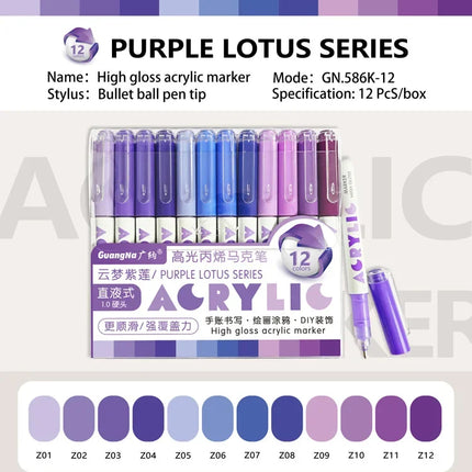 Guangna 168/72 Colors High Gloss Acrylic Marker Pen Set,Hard Headed Drawing Pens,Professional-Grade Paint Pen for DIY Graffiti