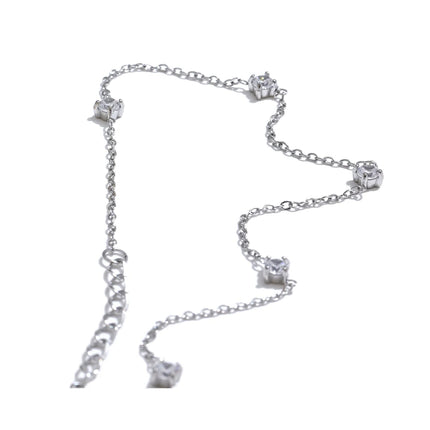 Yhpup Stainless Steel Cubic Zirconia Necklace Anklet Bracelet Rust Proof Attractive Classic Bling Chic Thin Chain Jewelry