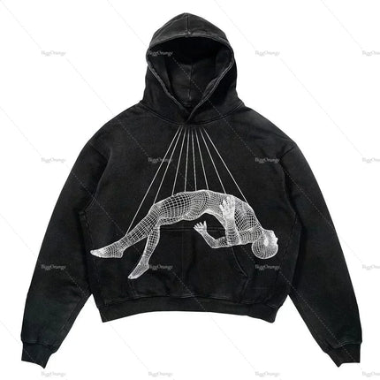Explosions of New Harajuku Zipper Hooded Sweater Street Men and Women Retro Shirt Sweatshirt Gothic Jacket Hooded Couple Sweater