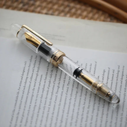 Smooth MAJOHN P140 NO.8 F/M Nib Acrylic Piston Huge Transparent Fountain Pen Ebonite Feed Large Capacity Ink Writing Luxury Pen