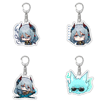 Honkai: Star Rail Anime Figure Acrylic Keychain Dan Heng Feixiao Firefly Model Plate 4pc/set Keyring Game Fans Gift