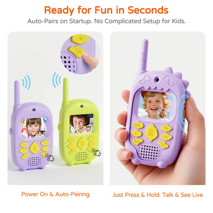 2PCS Video Kids Walkie Talkie Toy with Display 2.0'' Screen Dual Camera Two Way Receiver Electronic Interphone for Children Gift