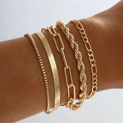 58PCS Set Maximum Mix Gold Plated Metal Jewelry Set Necklace Hoop Earrings Rings Bracelets for Women Accessories No Box Included