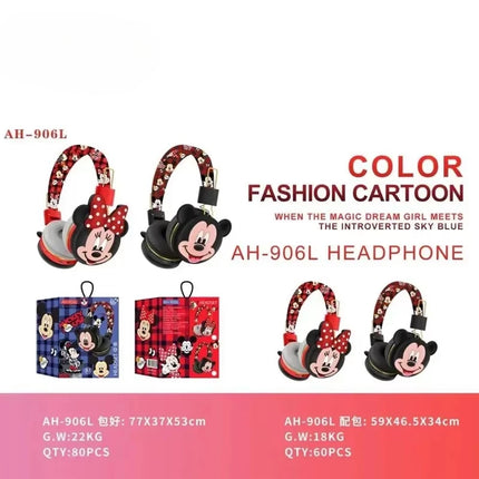 Cartoon Mickey Minnie Bluetooth Headsets Game Doodle Wireless Headphones Earphones Mic For Kids Boy Girl Gifts Support TF Card