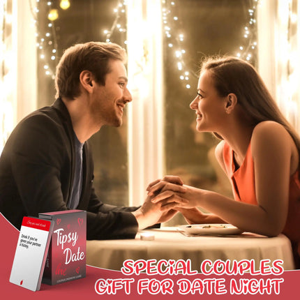 50 pcs Tipsy Date Drinking Card Game for Couple Dates, Friends Gatherings, Valentine's Day gift