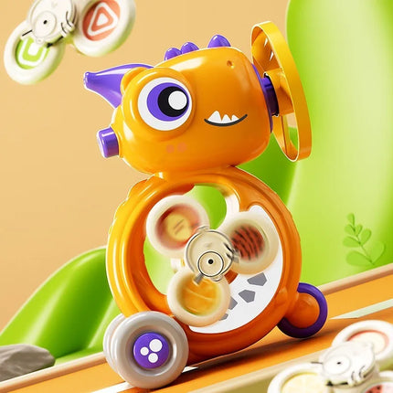 Baby Dinosaur Whistle Car Toy Light Up Top Rotating Music Graphic Cognition Multi Play Children Toy Car Inertial Sliding Button
