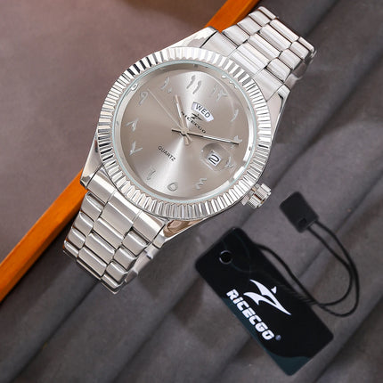 Fashion Sports Watches Men Business Stainless Steel Watchband Calendar Week Display Reloj Masculino Leisure Clock WristWatch