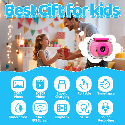 Kids Waterproof Camera 20MP Waterproof Underwater Digital Camera 1080P 10X Digital Zoom Screens Waterproof Digital Camera