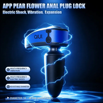 QIUI APP Remote Control Electric Shock Anal Plug Vibration Expansion Adjustable Diameter Butt Plug Lock Prostate Massage Sex Toy