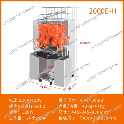 Multifunctional Automatic Orange Juice Extractor Masticating Juicer Stainless Steel Filter 120W Power High Capacity