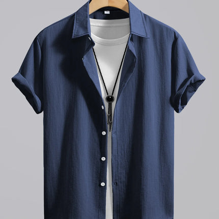 2026 Men's Simple and Fresh Shirt - Street Fashion Loose Quick-Drying Casual Shirt-Hawaiian Vacation Style Solid Collar Cardigan