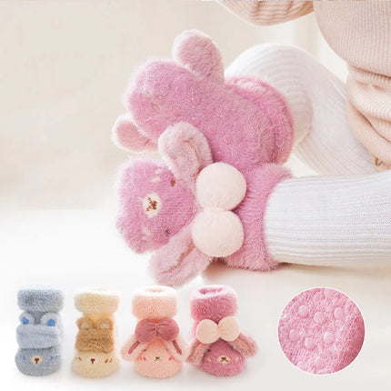 Cartoon Baby Floor Socks Cute Rabbit Newborn Boy Girl Anti-slip Indoor Sock Autumn Winter Warm Thicken Infant Plush Socks