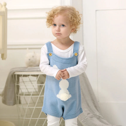 Newborn Baby Bodysuit Knit Infant Boys Girls Jumpsuit Long Sleeve Spring Toddler Kid Clothing   Cute Cartoon Rabbit 0-18M Easter