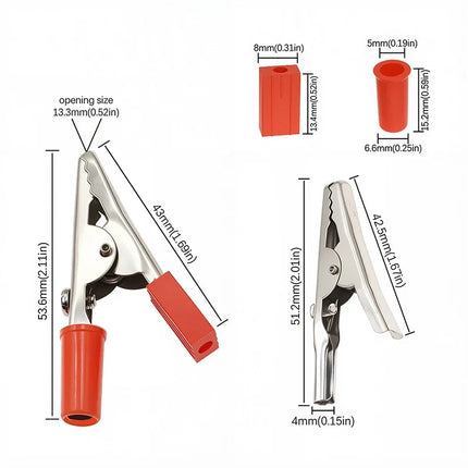Electrician Wire Clips Insulated Crocodile Clip Plastic Handle Cable Lead Test Charging Clamp Metal Crocodile Clamp 53mm 20 Pcs