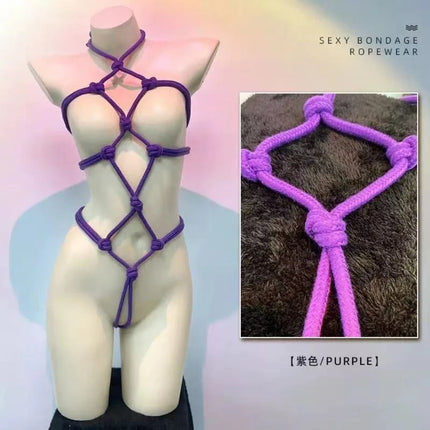 Perspective Temptation Rope Bodysuit Sexy Bondage BDSM Open-Crotch Lingerie Adjustable Erotic Lingerie Set Erotic Accessories