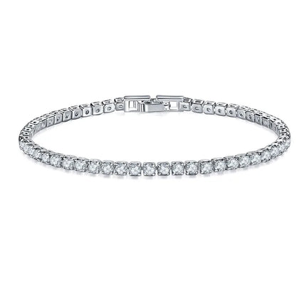 Sale 925 Sterling Silver Color Bracelets Full AAA Zircon Austrian Crystal Femme Women Link Chain Fine Jewelry Bangles Wholesale