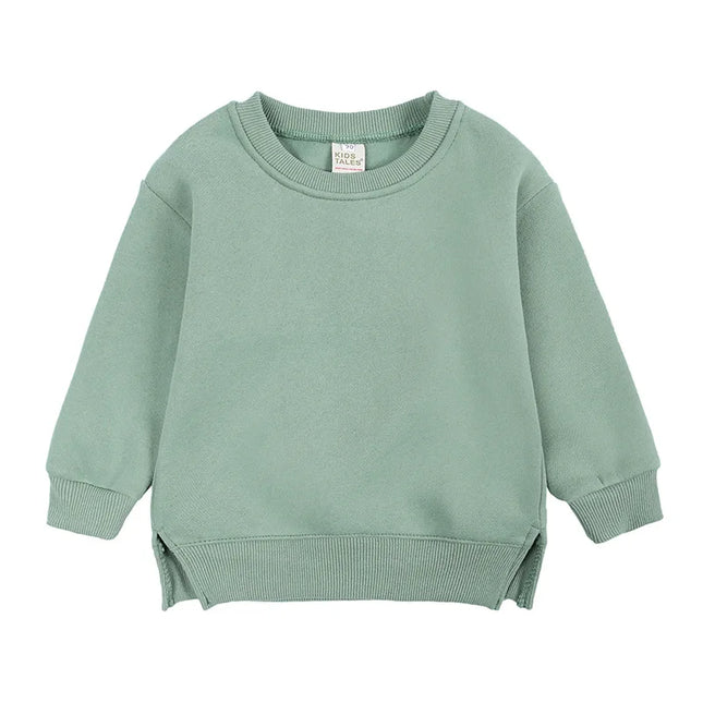2024 New Autumn Girls Hoodies 9M-6T Kids Solid Colored Plush Pullover Children Boys Tops 9 Colors