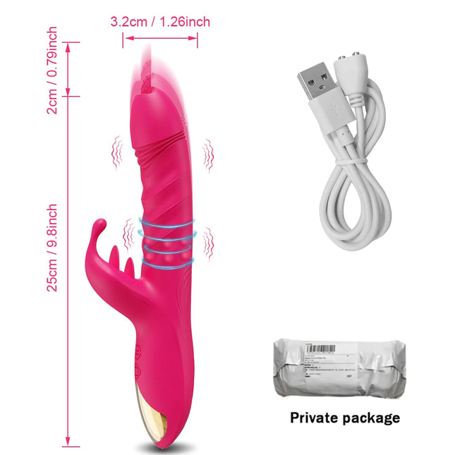 Rabbit Vibrator For Women Powerful G Spot Telescopic Rotating Clitoris Vagina Stimulator Female Masturbator For Adult Sexy Toys