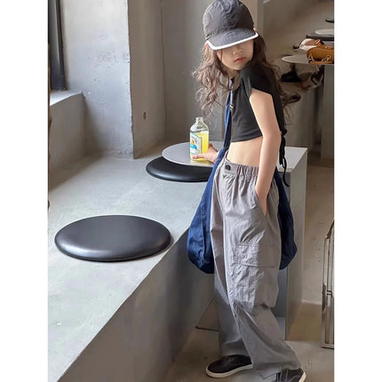 Soft and Comfortable Children Girls Loose-Fit Mosquito-Proof Pants Cargo Pants Multiple Pockets Fun and Functionality Kids Pants