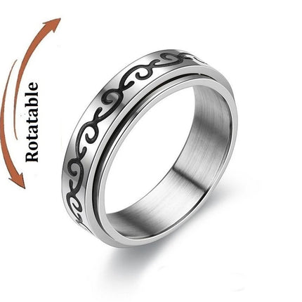 Anti Stress Anxiety Fidget Spinner Couple Rings Rotate Freely Jewelry for Men Women Stainless Steel Knuckle Ring Wedding Bague