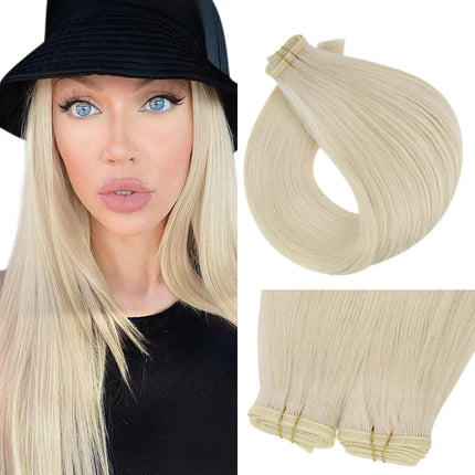 Moresoo Flat Silk Weft Extensions 100% Virgin Human Hair 10A Grade Double Drawn Sew In Weft Flat Track Weaves Natural Straight