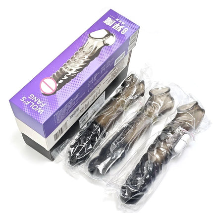Penis Sleeve Extensions Condom Male Enlargement Delay Vibrators Clits Massager Cock Ring Vibrating Penis Cover Sex Toys For Men