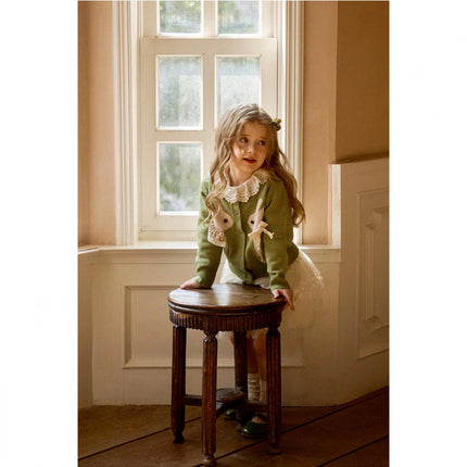 Knitted Jacquard Cardigan Jacket for Girls, Autumn Clothing for Kids, Knitted Cardigan for Baby Girls, Spring and Autumn Tops