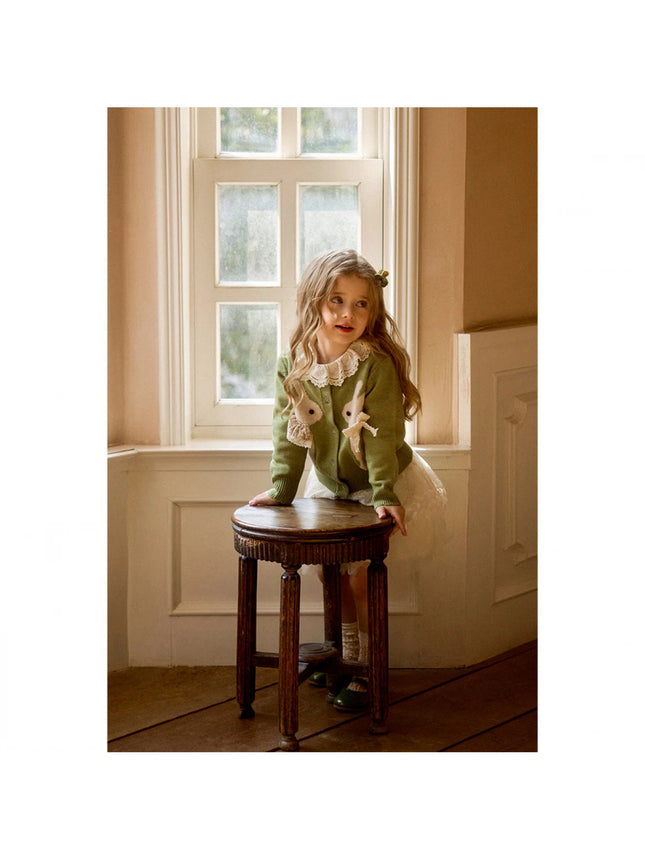 Knitted Jacquard Cardigan Jacket for Girls, Autumn Clothing for Kids, Knitted Cardigan for Baby Girls, Spring and Autumn Tops
