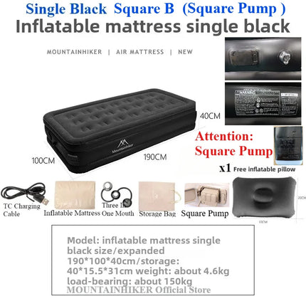 MOUNTAINHIKER 2025 Interior Air Mattress Glamping Mats PVC Inflatable Sleeping Mattress 1/3 Person Camping Bed Mat Built-in Pump