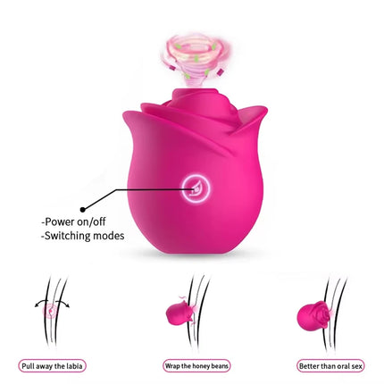 Rose shape vagina sucking vibrator G-spot pussy nipple sucker oral licking clitoris stimulation masturbating sex toys for women