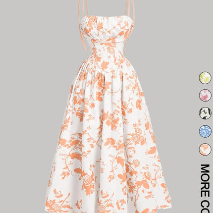 New Women's Print Spaghetti Strap Dress Summer Fashion Elegant Casual Office Party Casual Dresses For Women Robe Femme Vestidos