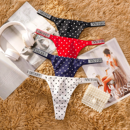 Victoria Secret Women Polka Dot Lace Bikini Cheeky Panties Set Breathable Cotton Hipster Underwear Thong Hipster Seamless